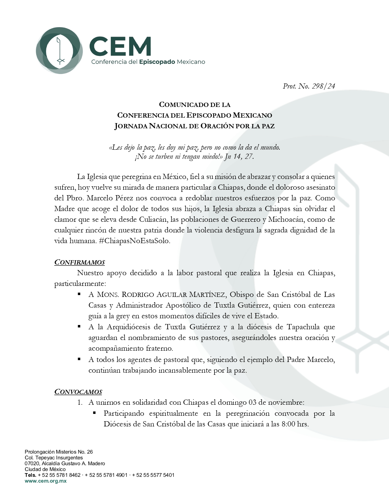Comunicado Jornada nacional de oración por la Paz page 0001
